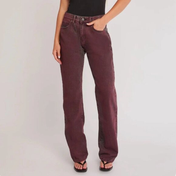 Women's PTCL Red Gray Jeans Nordstrom Daisy Non Stretch Straight Leg Jean 27 - Picture 1 of 7